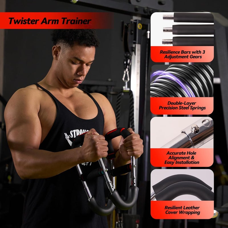 AuroraSynth Twister Arm Trainer, Adjustable Chest Workout Equipment with 6 Resistance Levels Springs (30-160 Lbs), Arm Trainer for Men & Women, Detachable Home Gym Fitness Trainer with Anti-Slip Handles - Image 3